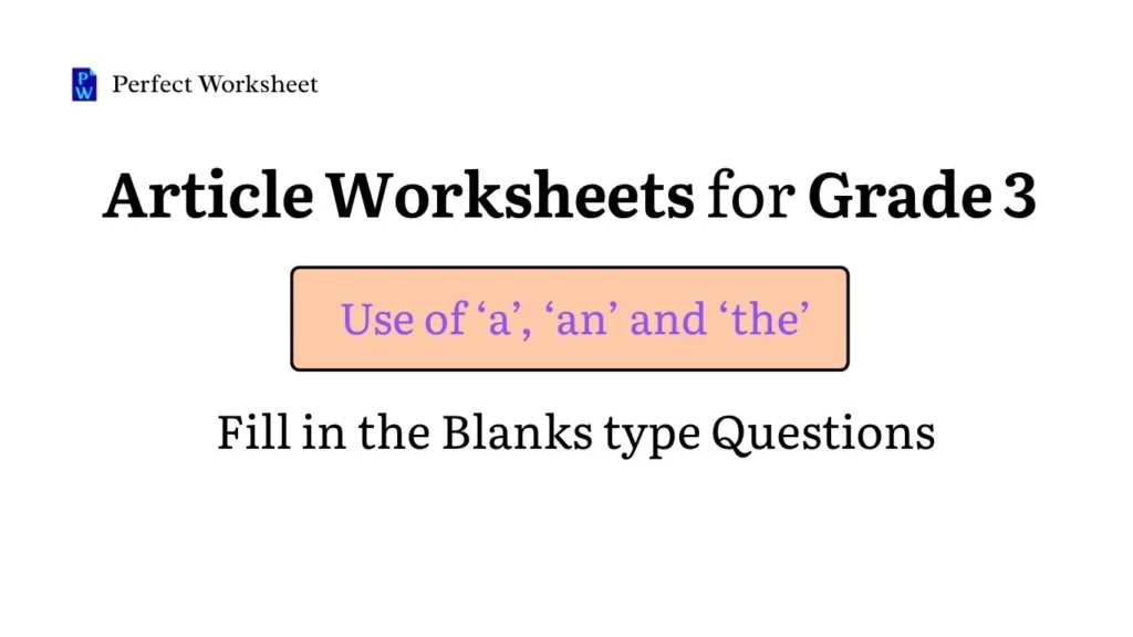 Article Worksheets for Grade 3