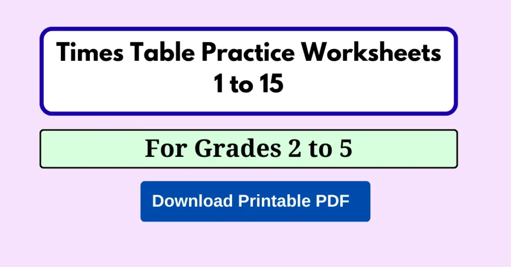 Times Tables Practice Worksheets Printable